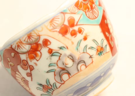 明治前期色絵菖蒲と花図向付　フリモノ