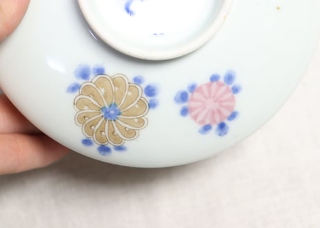 明治後期~大正染付桐と菊図蒸茶碗