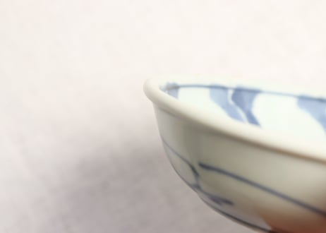 江戸幕末染付蝶と八方に捻子文図なます皿