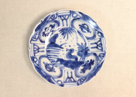 骨董 小皿 皿 5枚 印判手 染付 鳥文様 ニュウ 欠け 訳あり CATEGORY