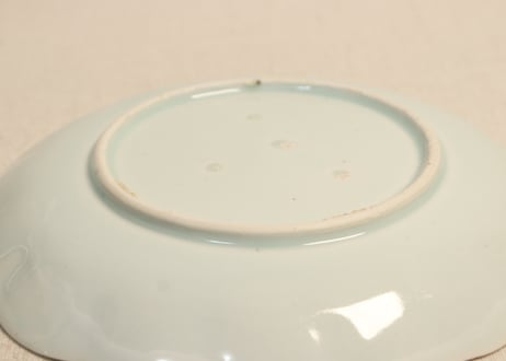 江戸幕末染付竹と鶴図7寸皿①