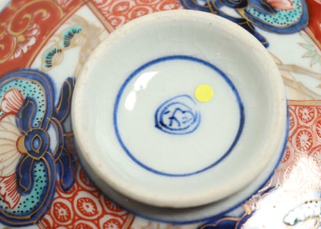 明治前期色絵市松に松竹梅図蒸茶碗③少甘手