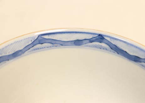 明治前期色絵松鶴図通り物飯茶碗
