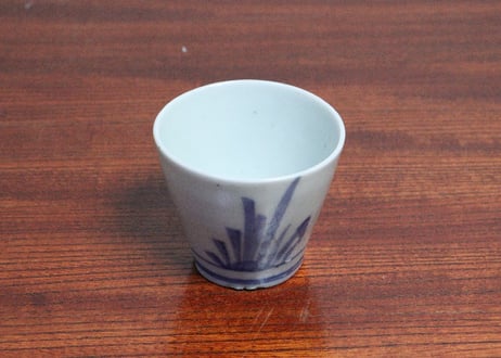 江戸中期染付立草図小猪口　5客組