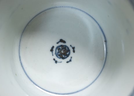江戸後期染付柳図猪口 ムシクイ