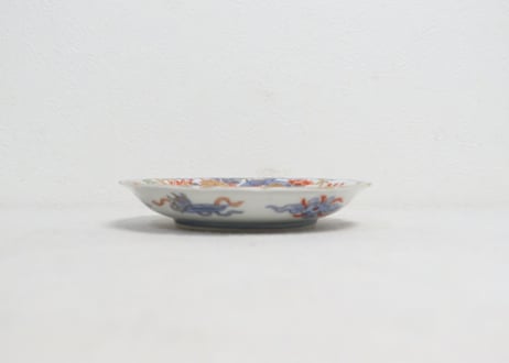 明治前期色絵龍と四君子図小皿