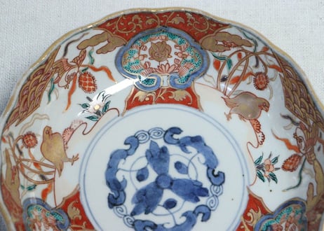 明治前期色絵兎と鶉図通り物なます皿②　ノミホツ