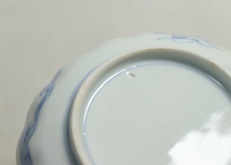 明治前期色絵鶴と松竹梅図通り物小皿