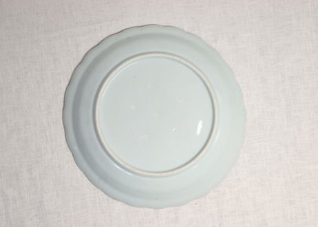 江戸後期染付松図輪花縁尺皿