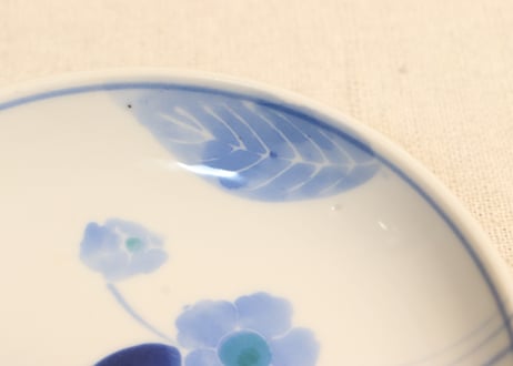 大正~昭和戦前染付草花図小皿