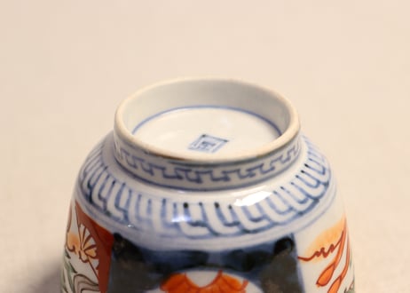 明治前期色絵牡丹と烏帽子図向付