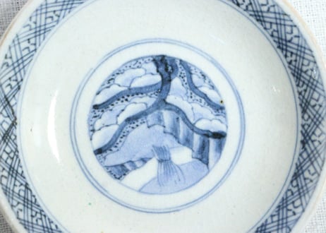 明治前期色絵福良雀図飯茶碗　甘手