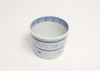 江戸幕末染付横縞に木目文猪口