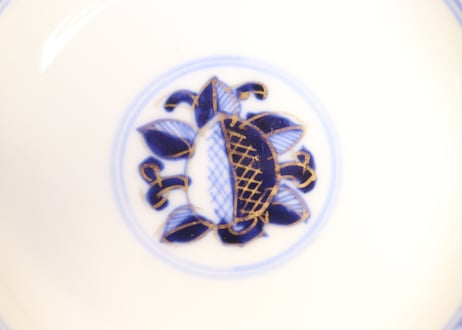 明治前期色絵桃と松竹梅図飯茶碗