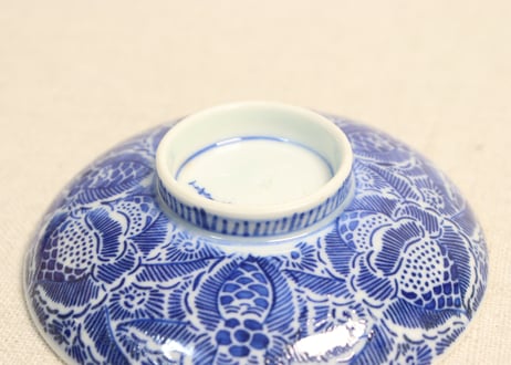 明治前期紙刷牡丹図飯茶碗