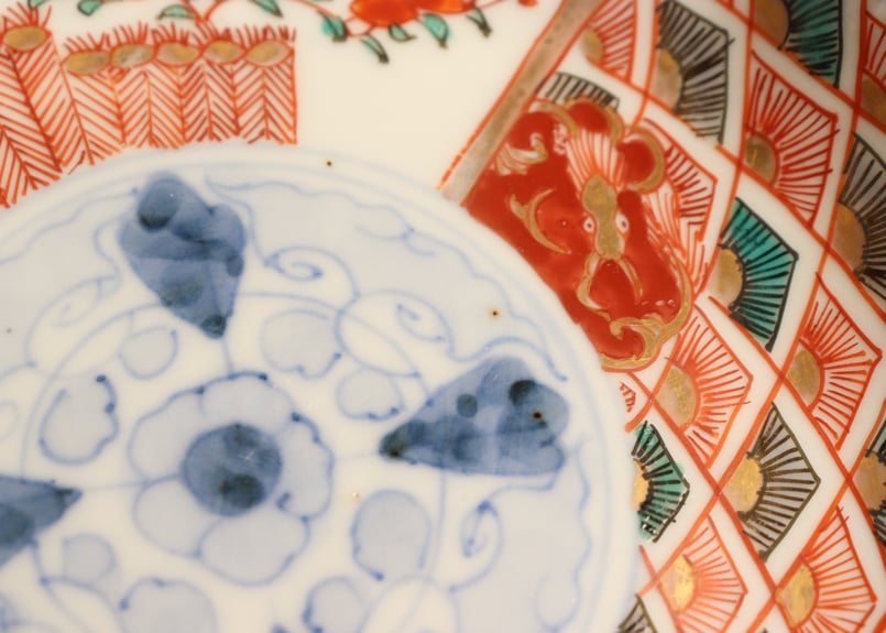 明治前期色絵柴垣に梅と龍図通り物なます皿① | 吉祥寺PukuPuku