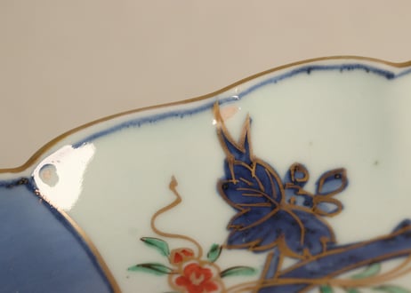 江戸中期色絵桐に蔦花図7寸皿①