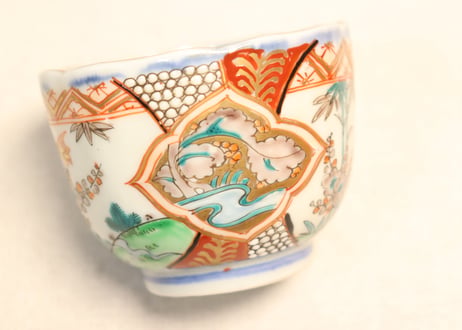 明治前期色絵松竹梅と鳥図向付