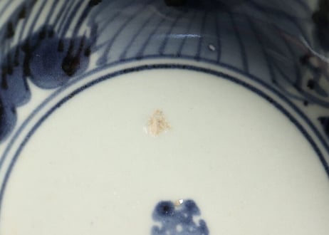 江戸中期染付くらわんか三方に菊図なます皿 5客組