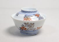 明治前期色絵三方桜図蓋茶碗
