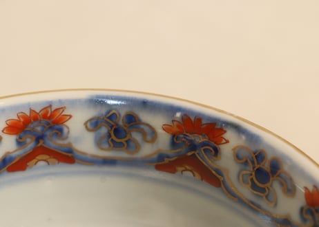 明治前期色絵龍と宝珠に人物図通り物飯茶碗②蓋少甘手