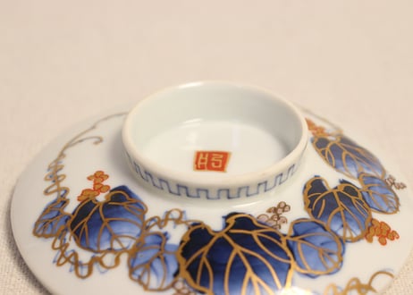 明治前期色絵山葡萄図つぼ碗