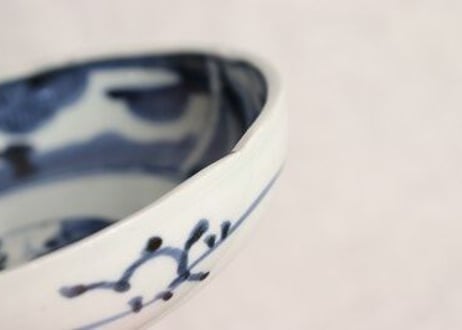 江戸中期染付二方に木図なます皿