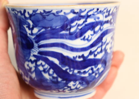 明治前期ベロ藍鳳凰図通り物向付