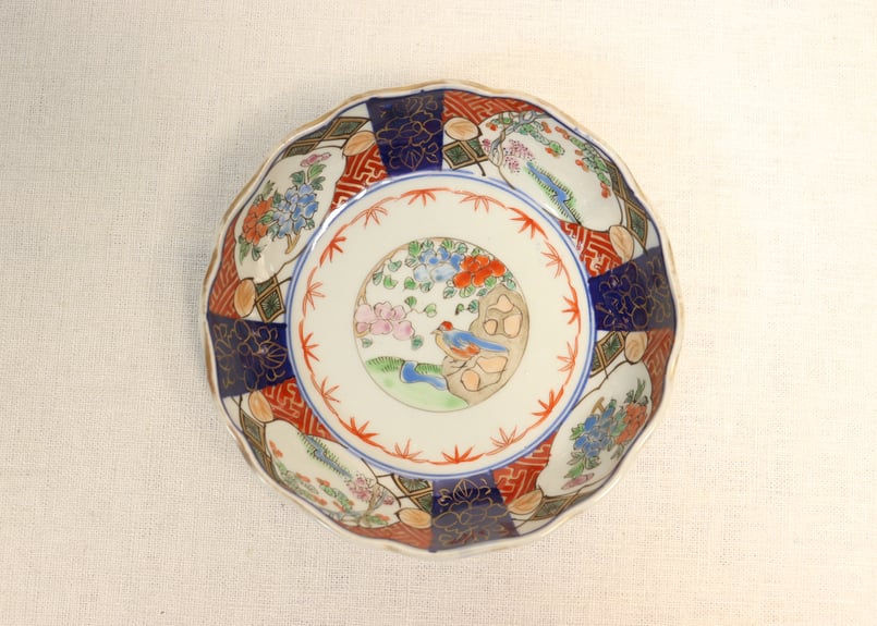 江戸幕末色絵牡丹と花鳥図なます皿 | 吉祥寺PukuPuku