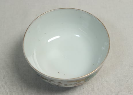 明治前期色絵鶴と松竹梅図通り物蒸茶碗