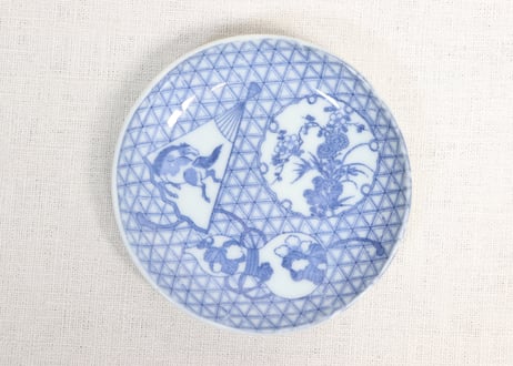 明治後期～大正銅判馬に瓢箪と草花図小皿②かたつき