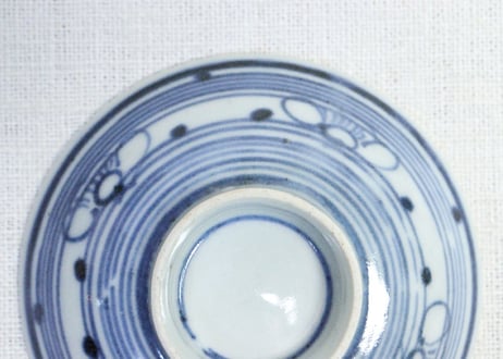 江戸幕末染付輪線に梅図飯茶碗➁　フリモノ,歪み