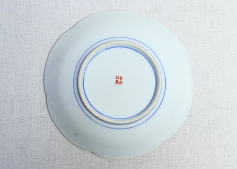 明治後期～大正赤絵金彩山水図通り物5.5寸皿