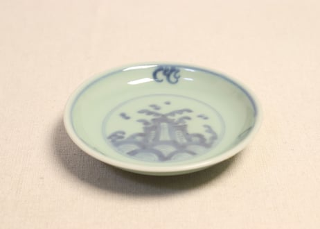 明治前期染付青磁波図小皿② ノミホツ