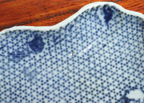 江戸中期紙刷古印判糸巻型小皿➂　ノミホツ