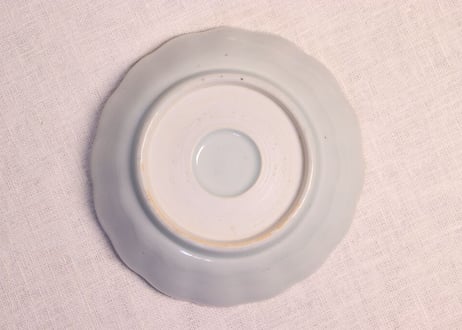 江戸幕末染付扇面に花図なます皿
