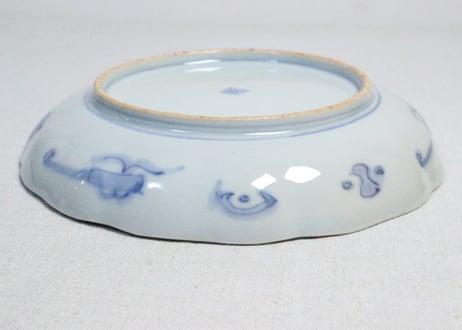 明治前期色絵桃に梅図7寸皿