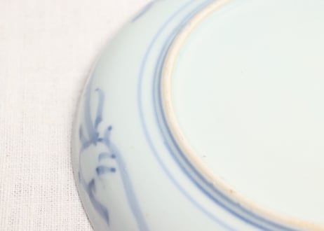 江戸中期染付二方に蕪図6寸皿 小ホツ