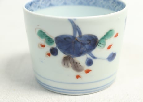 江戸後期色絵秋海棠図猪口②色擦れ