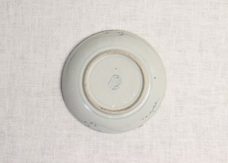 江戸中期染付扇面図くらわんかなます皿5客組 1客アタリキズ