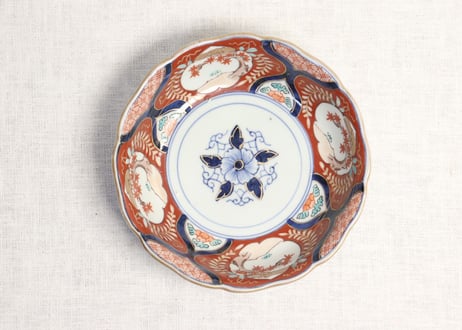 江戸中期色絵四方に紅葉と藤図なます皿5客組