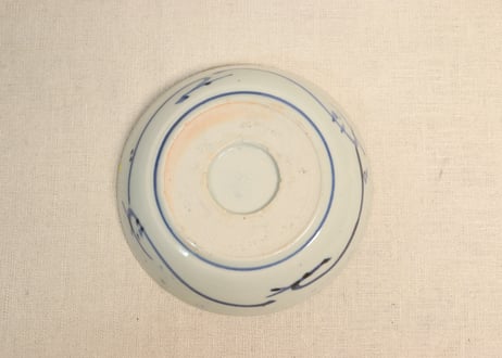 江戸後期染付撫子図なます皿①薄め　フリモノ,少甘手