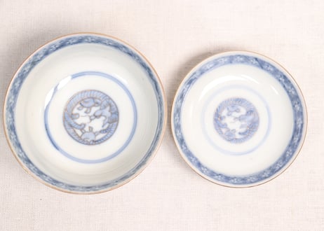 明治前期色絵松竹梅に鶴亀図通り物飯茶碗①