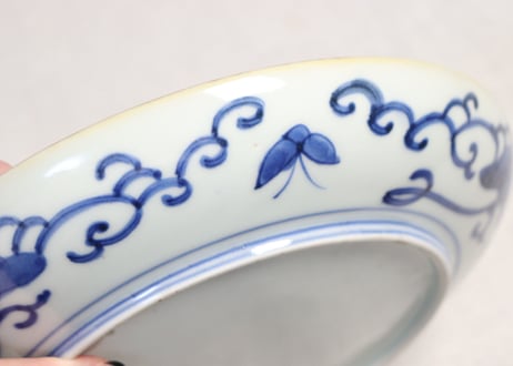 明治前期色絵牡丹と山葡萄図7寸皿