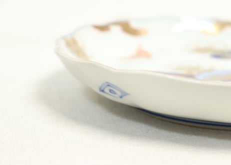 明治前期色絵高砂図通り物7寸皿
