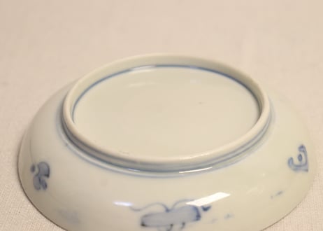 明治前期色絵梅と千鳥図５寸皿