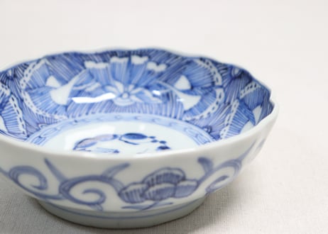 江戸幕末線描き花図なます皿①
