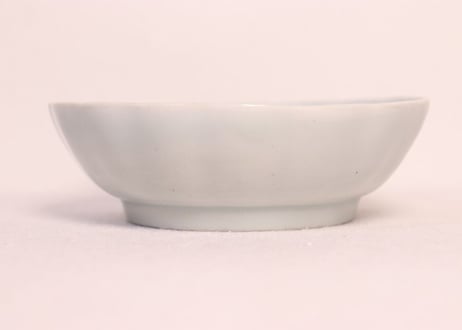 江戸幕末染付扇面に花図なます皿