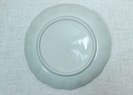 江戸後期染付柳に牡丹図6寸皿