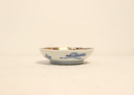 明治前期色絵桃と鶴図通り物豆皿①